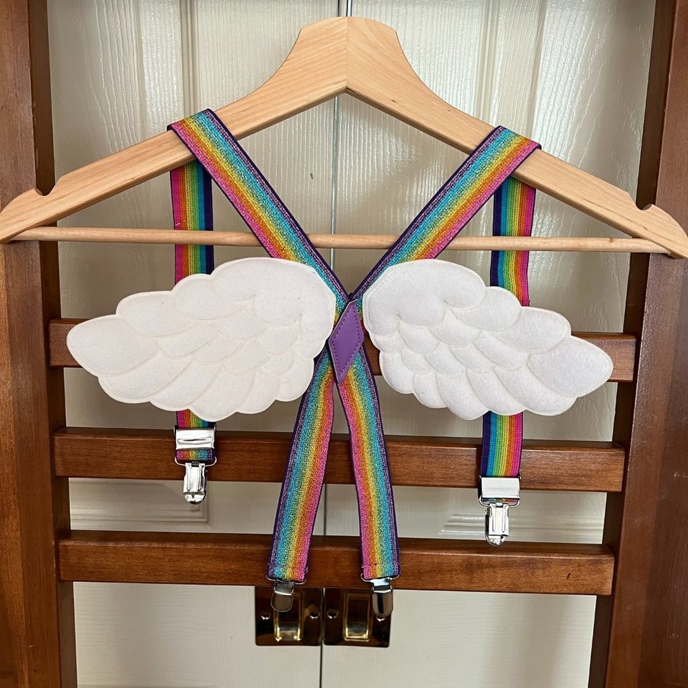 Adorable winged rainbow suspenders
